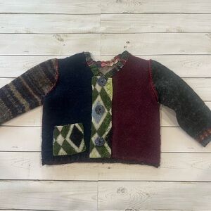 Handcrafted Baby Sweater- 12M Colorful Patchwork Kids Sweater